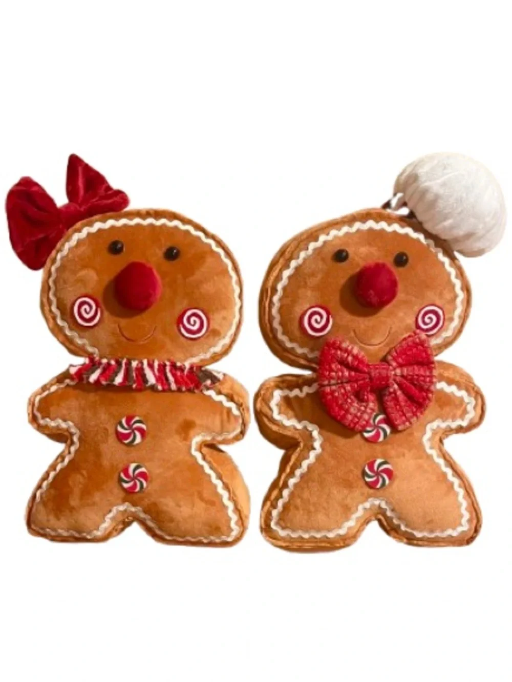 🆕- Set of 2 Gingerbread Mr. & Mrs. Christmas Plush Pillows